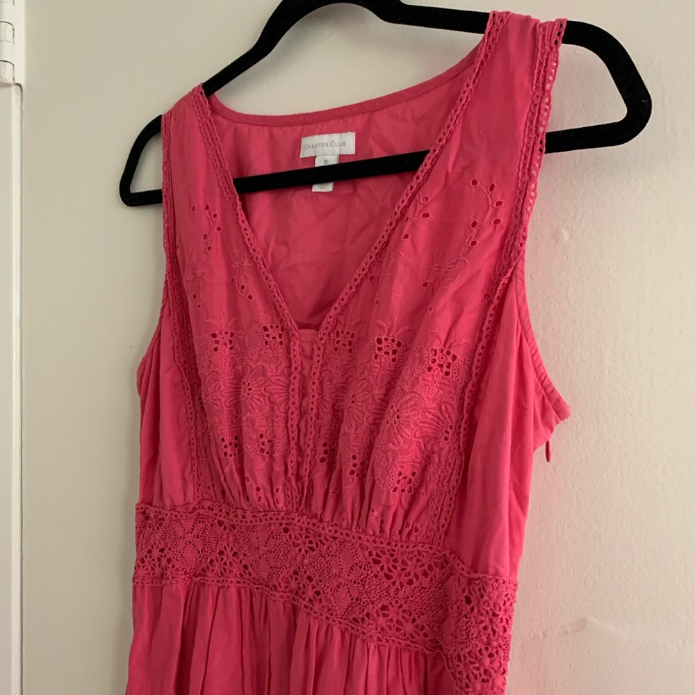 🌼100% cotton eyelet lace hot pink dress 🌼